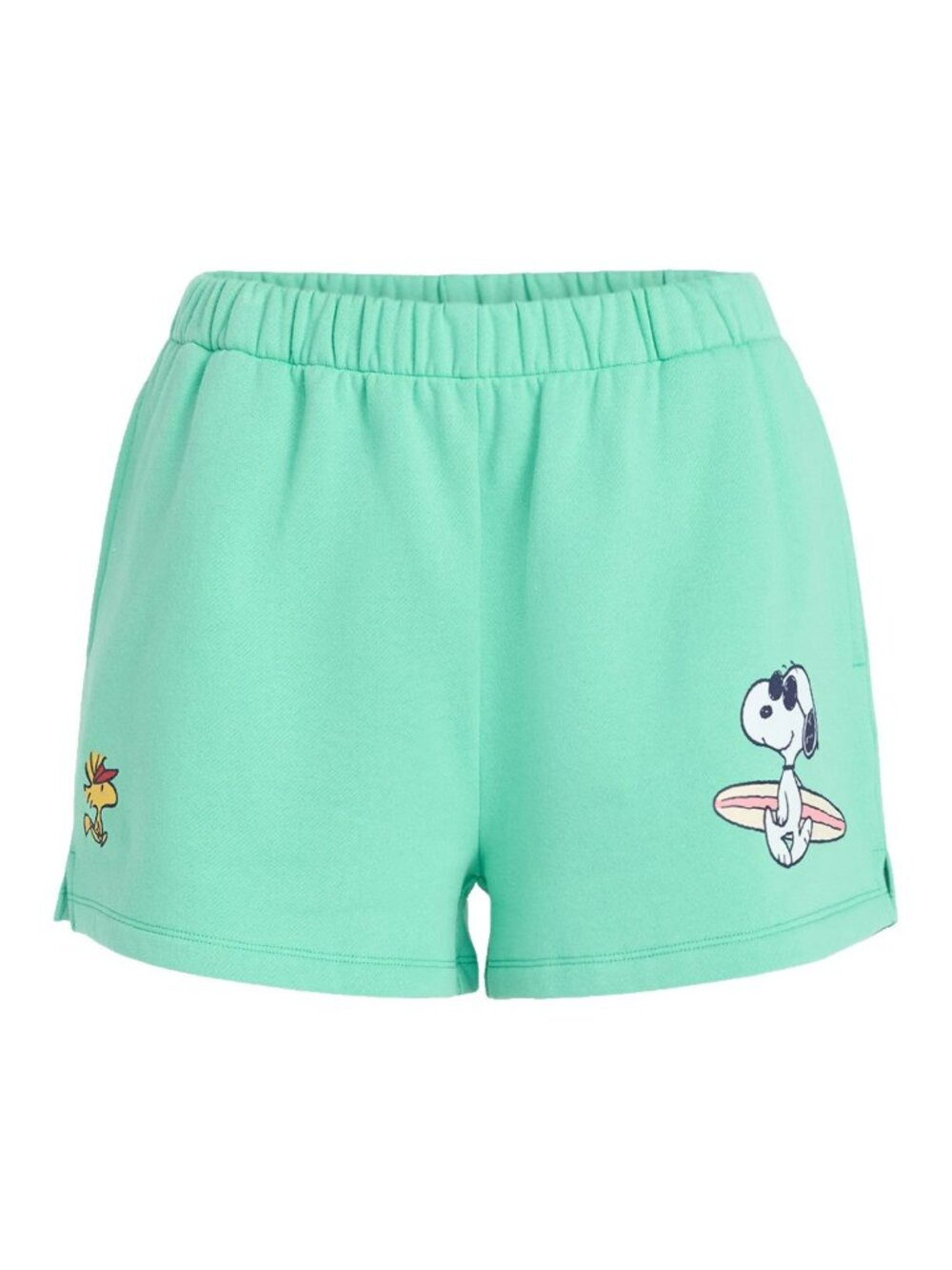 Peanuts Snoopy & Woodstock Womens Large High Rise Graphic Short Summer Surfer